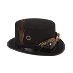 Chapeau steampunk en feutre avec lunettes et rouages - ptit clown - accessoire déguisement Chapeau steampunk en feutre avec lunettes et rouages - ptit clown - accessoire déguisement