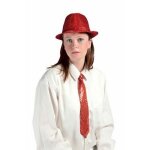 Chapeau tissu sequins borsalino rouge - ptit clown - accessoire de d�guisement - taille adulte - rouge ...