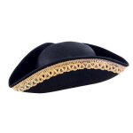 Chapeau tricorne dofficier adulte - ptit clown - feutre noir avec galon blanc - accessoire de dguisement ...