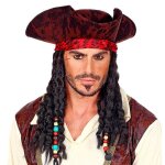 Chapeau tricorne pirate avec bandana et dreadlocks
