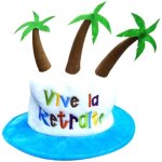 Chapeau vive la retraite - adulte - blanc / bleu - imitation velours - 21 cm