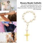 Chapelet � suspendre pour r�troviseur de voiture - surenhap - perles polies en turquoise et croix brillante ...