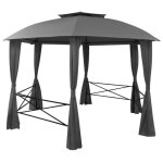 Chapiteau tente de jardin - fydun - hexagonal - 360 x 312 x 265 cm - anthracite - r�sistant � leau
