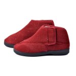 Charentaise femme montante fourre avec scratch - ozabi - k88r3 bordeaux - confortable et rsistante