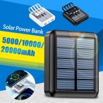 Chargeur batterie externe solaire - mioloe - 20000mah - 2 - port usb - noir - lampe led