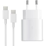 Chargeur blanc rapide 25w + cable usb c pour samsung s25 / s25 plus / s25 ultra / s24 fe / z flip 6 / ...