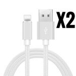 Chargeur cable usb pour iphone 5 5s se 2020 7 8 plus 11 x xs xr 12 pro max mini 13 14 pack 2 pcs blanc ...