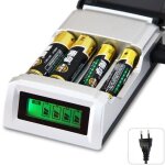 Chargeur de piles rechargeable 4 emplacements lcd chargeur aa - aaa nicd nimh batteriesprise euro
