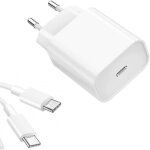 Chargeur rapide 20w usb - c pour + cable type - c samsung a52 / a53 / s23 / s22 / s21 / plus / ultra ...