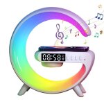 Chargeur sans fil haut - parleur bluetooth 10 types de lumi�res veilleuse rgb r�veil aide au sommeil ...