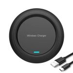 Chargeur sans fil rapide 15w - rohs - noir - qi universel - usb type - c inclus