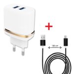 Chargeur secteur double usb - blackview - bv7000 pro - c�ble micro usb 13m - 31a - nylon blanc