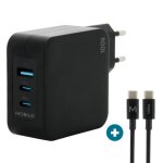 Chargeur secteur gan 100w avec c�ble 2m 2 usb - c + 1 usb - a adaptateur quick charge mural rapide pour ...