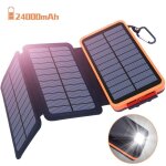 Chargeur solaire 24000mah batterie externe oxsaytee power bnak avec 3 panneaux solaire charge rapide ...