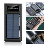 Chargeur solaire power bank 20000mah portable batterie externe etanche avec 4 cbles de donnes usb
