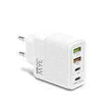 Chargeur usb c - hautstore - 36w - 4 ports - charge rapide - compatible iphone / samsung