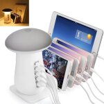 Chargeur usb intelligent station de chargement  5 ports avec champignon lampe veilleuse support organiseur ...