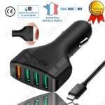 Chargeur de voiture lunavo 4 prises chargeur usb allume - cigare adaptateur rpartiteur multiprise convient ...