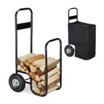 Relaxdays chariot  bois mtal bche de protection 2 roues 60 kg transport & stockage panier  bches ...