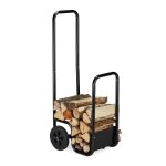 Relaxdays chariot  bois en acier avec 2 roues transport & stockage jusqu? 40 kg panier  bches noir ...