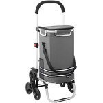 Monzana chariot de courses gris merle 56 litres 3 en 1 pliable compartiment isotherme 6 roues bandes ...