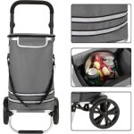 Monzana� chariot de courses gris merle 56 litres 3en1 pliable compartiment isotherme poign�e r�glable ...