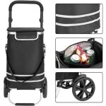 Monzana chariot de courses noir 56 litres 3en1 pliable compartiment isotherme poigne rglable bandes ...