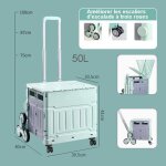 Chariot de courses - panier pliable - monte descalier - 8 roues - 50l - 150 kg de charge