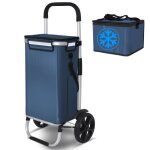 Vounot chariot de courses 3 en 1 pliable aluminium - sac impermable avec sac isotherme spar - 2 roues ...
