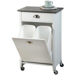 Chariot de cuisine - kesper - blanc - poubelle intgre - design lgant - fsc