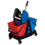 Chariot double sani duo seau 2 x 18l avec presse en polypropylène pour lavage à plat Chariot double sani duo seau 2 x 18l avec presse en polypropylène pour lavage à plat