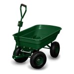 Terre jardin chariot de jardin 4 roues 120 kg - bac bascule 52l poigne amovible adaptateur tracteur ...