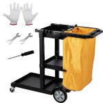 Chariot de mnage professionnel - vevor - chariot de nettoyage - 3 tages sac pvc noir