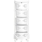 Chariot de rangement - desserte de cuisine - flasidu - panier rotatif - 5 �tag�res - blanc - roulant ...