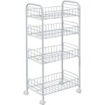 Iris ohyama chariot desserte plateau service de rangement 4 �tages de niche sur roues dmc - 4 blanc l25 ...