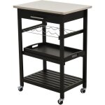 Homcom - desserte - bois massif de pin - 60x40x85cm - noir