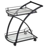 Chariot de service evo chariot � th� et boisson desserte de cuisine � roulettes en m�tal chrom� 2 plateaux ...