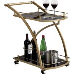 Chariot de service evo chariot � th� et boisson desserte de cuisine � roulettes en m�tal dor� 2 plateaux ...