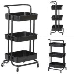 Chariot sur roulettes oobest noir 3 niveaux salle de bain cuisine salons