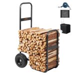 Chariot transport bois de chauffage - vevor - charge 1134 kg - 67x52x110 cm - housse imperm�able porte ...