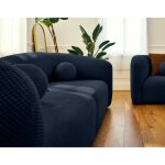 Charles - canap droit 2 places en velours textur - bleu marine