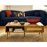 Charles - canap droit 4 places en velours textur - bleu marine