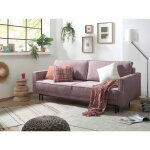 Charlie - canap 3 places convertible avec coffre - en velours ctel - rose