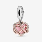 Charm - pandora - coeur rose et infini - or rose 14 carats - zircone cubique - femme