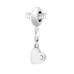 Charm perle so charm en acier avec pendentif coeur made with crystal from swarovski 11 mm argent�