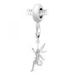 Charm perle so charm en acier avec pendentif fe made with crystal from swarovski 5 mm argent