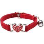 Chat colliers colliers de chaton chiot avec bell bling love heart rglable quick release rouge traction ...