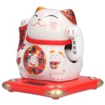 Chat porte - bonheur - salutuya - c�ramique - rouge - 10 cm - d�coration int�rieure