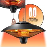 Chauffage exterieur - tectake - radiateur infrarouge solaris orbit avec 2 niveaux 1250 - 2500w botier ...