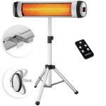 Chauffage radiant infrarouge argent 2500 w avec trpied tlcommande chauffage extrieur 3 puissances ...